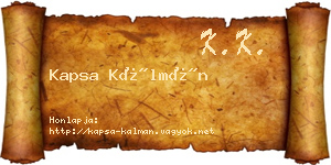 Kapsa Kálmán névjegykártya